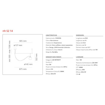 Lampada a sospensione Artemide NH S2 14